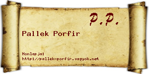 Pallek Porfir névjegykártya